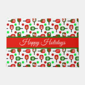 Kerstmis met Pickleball Red Green Paddles Balls X- Deurmat (Voorkant)