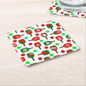 Kerstmis met Pickleball Red Green Paddles Balls X- Kartonnen Onderzetters (Schuin)