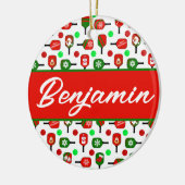 Kerstmis met Pickleball Red Green Paddles Balls X- Keramisch Ornament (Links)
