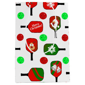 Kerstmis met Pickleball Red Green Paddles Balls X- Medium Cadeauzakje