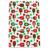 Kerstmis met Pickleball Red Green Paddles Balls X- Medium Cadeauzakje (Voorkant)