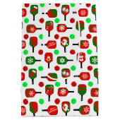 Kerstmis met Pickleball Red Green Paddles Balls X- Medium Cadeauzakje (Achterkant)