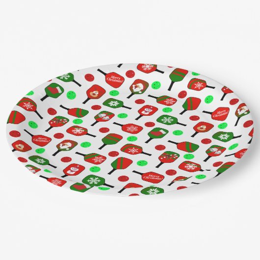 Kerstmis met Pickleball Red Green Paddles Balls X- Papieren Bordje (Gekanteld)