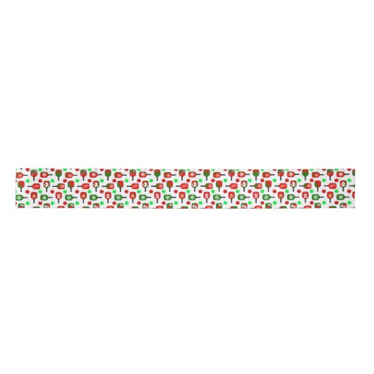 Kerstmis met Pickleball Red Green Paddles Balls X- Satijnen Lint (Voorkant)