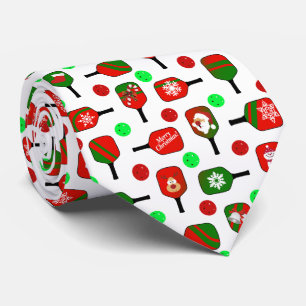 Kerstmis met Pickleball Red Green Paddles Balls X- Stropdas