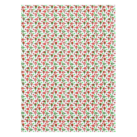 Kerstmis met Pickleball Red Green Paddles Balls X- Tafelkleed (Voorkant)