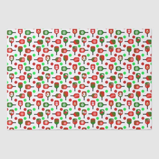 Kerstmis met Pickleball Red Green Paddles Balls X- Tissuepapier (Voorkant)