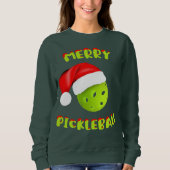 Kerstmis met Pickleball Santa Hat Pickleball Playe Trui (Voorkant)