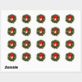 Kerstmis met pijntanden en rode boe ronde sticker (Vel)