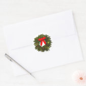 Kerstmis met pijntanden en rode boe ronde sticker (Envelop)