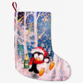 Kerstmis met pinguïn kleine kerstsok (Voorkant)