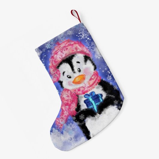 Kerstmis met pinguïn kleine kerstsok (Achterkant (Hangend))