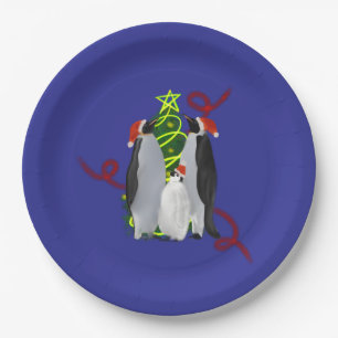 Kerstmis met Pinguïns Papieren Bordje