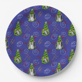 Kerstmis met Pinguïns Papieren Bordje