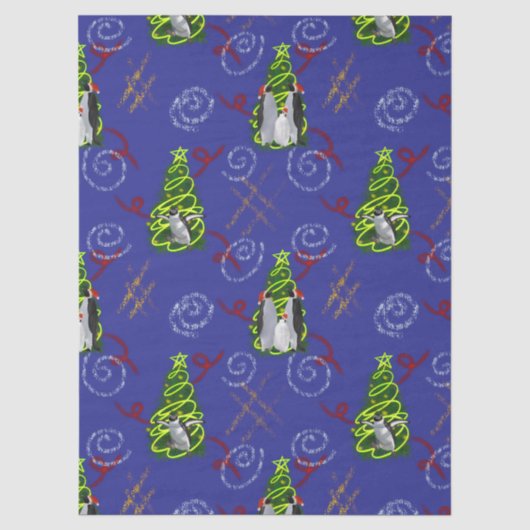 Kerstmis met Pinguïns Tissuepapier (Voorkant)