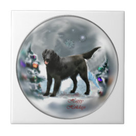 Kerstmis met platte coating tegeltje