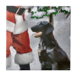 Kerstmis met platte coating tegeltje