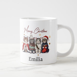 Kerstmis met poezen Cute Cats Kerst Persoonlijk Grote Koffiekop