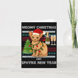 Kerstmis met poezen grappige Sphynx kat kerstman h Kaart