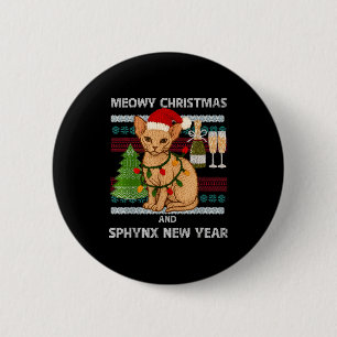 Kerstmis met poezen Grappige Sphynx Kat Kerstman H Ronde Button 5,7 Cm
