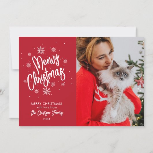 Kerstmis met poezen Sneeuwvlok Foto Vakantiewenska Kaart (Voorkant)