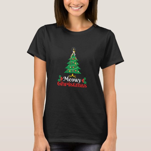 Kerstmis met poezen t-shirt (Voorkant)