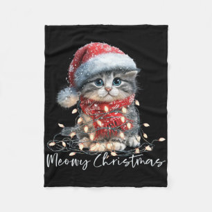 Kerstmis met poezenlichtjes Zwarte Kat Lichtjes Ke Fleece Deken
