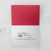 Kerstmis met Poinsettia Bouquet op hout Feestdagen Kaart (Binnen)