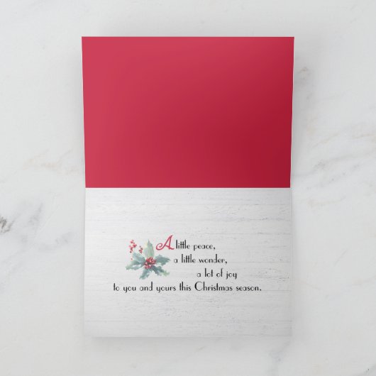 Kerstmis met Poinsettia Bouquet op hout Feestdagen Kaart (Binnen)