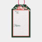 Kerstmis met poinsettia cadeaulabel (Achterkant)