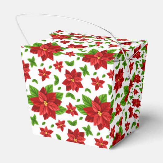 Kerstmis met Poinsettia Favor Box Bedankdoosjes (Achterkant)