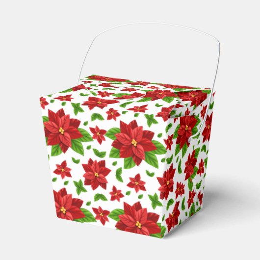 Kerstmis met Poinsettia Favor Box Bedankdoosjes (Voorkant Zijde)