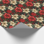 Kerstmis met Poinsettia Flower Cadeaupapier (Hoek)