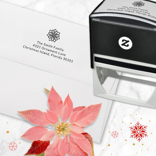 Kerstmis met Poinsettia Flower Zelfinktende Stempel