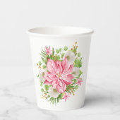 Kerstmis met Poinsettia Holiday Floral Papieren Bekers (Achterkant)
