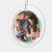 Kerstmis met Poinsettia met kerstmis Keramisch Ornament (Links)