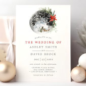 Kerstmis met Poinsettia Moon Floral Wedding Kaart