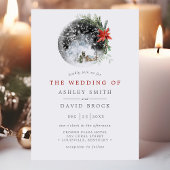 Kerstmis met Poinsettia Moon Floral Wedding Kaart