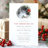 Kerstmis met Poinsettia Moon Floral Wedding Kaart