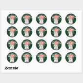 Kerstmis met poinsettia ronde sticker (Vel)