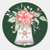 Kerstmis met poinsettia ronde sticker (Voorkant)