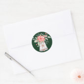 Kerstmis met poinsettia ronde sticker (Envelop)