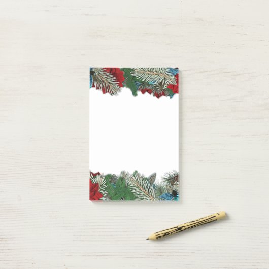 Kerstmis met Poinsettias Garland Post-It Notes (Op bureau)