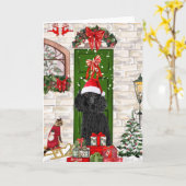 Kerstmis met Poodle Kaart (Gele Bloem)