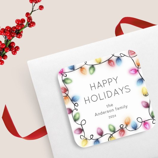 Kerstmis met pretkerkerst vierkante sticker