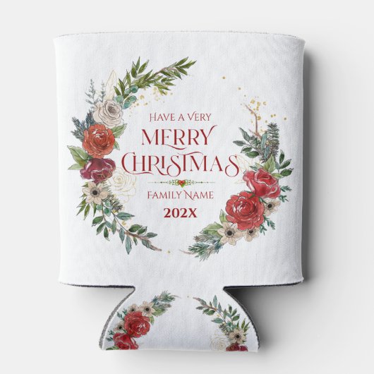 Kerstmis met prettige kerstfeestdag blikjeskoeler (Achterkant)