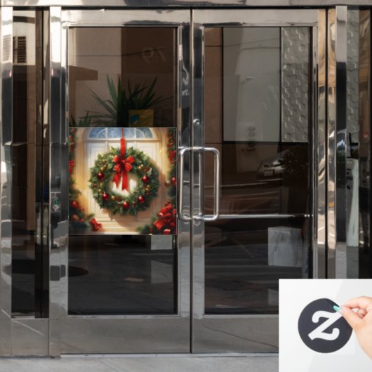 Kerstmis met raam raamsticker (Kantoordeur)