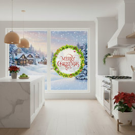 Kerstmis met raam raamsticker
