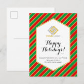 Kerstmis met Red Gold Green Stripes Business Briefkaart (Voorkant / Achterkant)