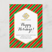 Kerstmis met Red Gold Green Stripes Business Briefkaart (Voorkant)
